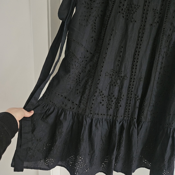 GAP Black Sleeveless Eyelet Midi Dress 100% Cotton - Small Petite - Picture 3 of 6